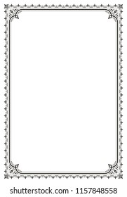 Decorative border frame background certificate template in classic A4 proportion vector