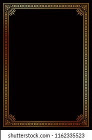 Dekorierte Grandrahmen-Hintergrund-Zertifikatsbuchvorlage auf Schwarz in klassischer A4-Vektorillustration