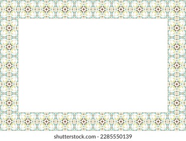 Decorative border frame. Elegant element for design in Eastern style, place for text. Floral golden border. Lace illustration for invitations and greeting cards.