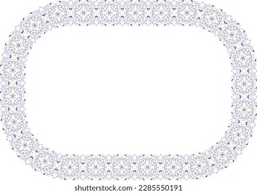Decorative border frame. Elegant element for design in Eastern style, place for text. Floral golden border. Lace illustration for invitations and greeting cards.