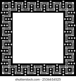 Decorative border frame with fir branch and snowflakes