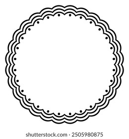 Decorative border frame line in a circular circle shape. Empty blank frame isolated on white color background