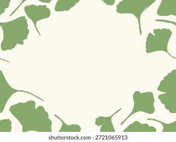 Uma moldura decorativa feita de folhas de ginkgo biloba em estilo de ilustração plana, ideal para convites, cartazes, artigos de papelaria e layouts botânicos.