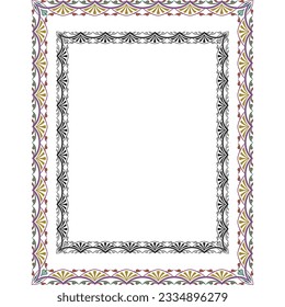 Decorative Border -Frame - Multi Purpose with 1 Black Version - Vintage Floral Art - Classic Page Border or For Certificates