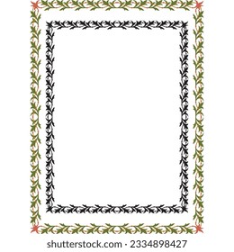 Decorative Border - Frame - Multi Purpose with 1 Black Version - Vintage Floral Art - Classic Page Border or For Certificates