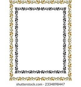 Decorative Border - Frame - Multi Purpose with 1 Black Version - Vintage Floral Art - Classic Page Border or For Certificates