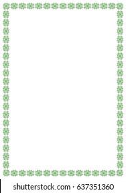 Decorative border frame. Vector design page template a4. Abstract green pattern.