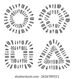 Decorative border frames. Ornamental pattern design. Vector illustration elements. Floral motif collection.