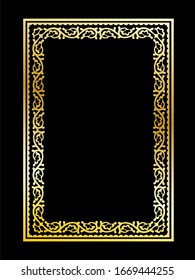 
Decorative border gold frame on black background