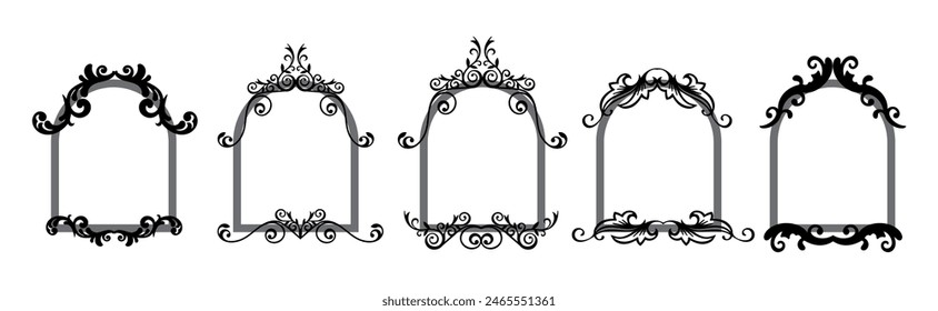 decorative border lace frames, Vintage ornament frame. retro style. Elegant vintage lace and wedding ornaments Isolated icons vector set. Calligraphic filigree black ink borders collection