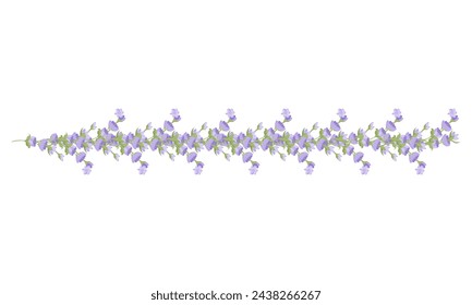 Decorative border of lavender flowers for your design. Vector illustration on white background.
