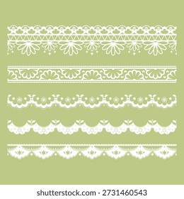 Decorative border lines in flower and star shapes, a cute vector line art set for greeting cards, invitation cards, and picture frames.