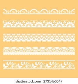 Decorative border lines in flower and star shapes, a cute vector line art set for greeting cards, invitation cards, and picture frames.