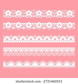 Decorative border lines in flower and star shapes, a cute vector line art set for greeting cards, invitation cards, and picture frames.