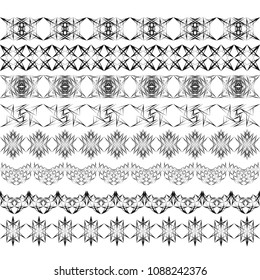 Decorative border lines. Vector abstract geometric black lines patterns.