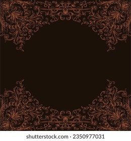 A decorative border on a textured brown and black background