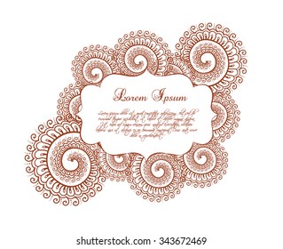 Decorative border - oriental frame with eastern ornament (curves). Vector label in ornamental style for fashion design