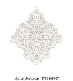 Decorative  border ornament,  composition with stylized golden flowers, on white background 