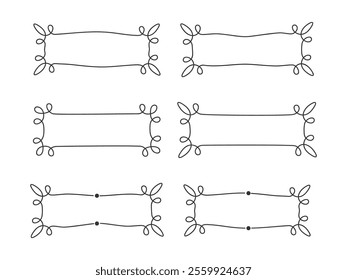 Decorative border outline frames element art decoration isolated vector illustration on white background.