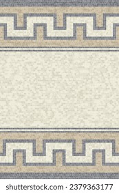 Decorative border pattern with mosaic tile, seamless vector illustration