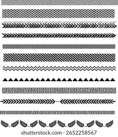 Conjunto de Vetor de Padrão de Borda Decorativo - Elementos de Divisor Ornamental Preto Contínuo para Design e Ofício