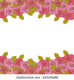 decorative border with realistic roses design vector illustration