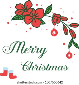 Decorative border of red wreath frame, for template of card merry christmas. Vector