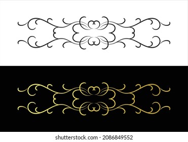 decorative border in retro style. Elegant vintage calligraphic vignette or divider for greeting card, banner, retro party, wedding invitation, menu, postcard