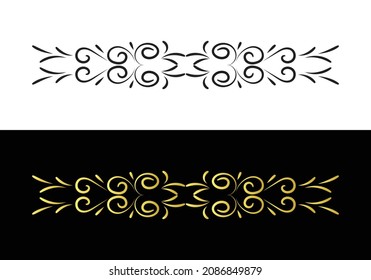 decorative border in retro style. Elegant vintage calligraphic vignette or divider for greeting card, banner, retro party, wedding invitation, menu, postcard