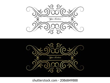decorative border in retro style. Elegant vintage calligraphic vignette or divider for greeting card, banner, retro party, wedding invitation, menu, postcard