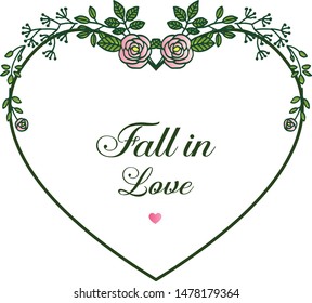 Decorative border rose floral frames, for ornate of greeting card fall in love. Vector