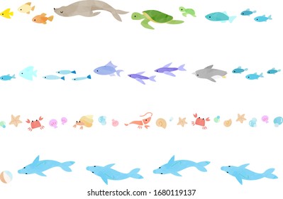 Decorative border with sea animals