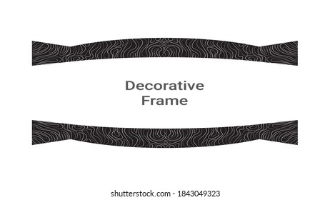 Decorative border, solid shaped rail with linear pattern, flat design, vector template.