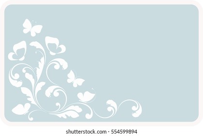 The decorative border. Vintage background for greeting cards, paper, Wallpaper, banners. The lace pattern. The flowers and butterflies. Angle decoration, design element.