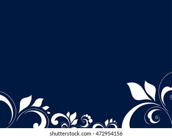 The decorative border. Winter blue background with white floral pattern.