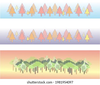 Decorative border with wood and fir trees for profile decoration