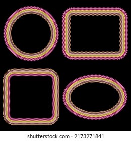Decorative borders from abstract colorful zigzag stripes