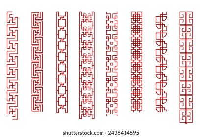 Decorative borders in chinese style, ethnic asian ornament, frame pattern lines collection, vector