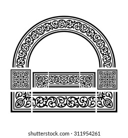 Decorative borders and corners, floral motif, set of vector design elements