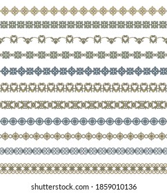 Decorative borders for design vintage vector illustration, made in gray, green and beige colors