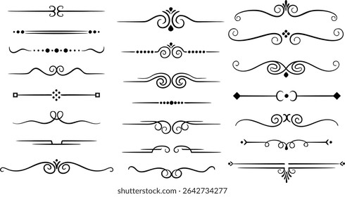 Decorative borders and dividers collection with elegant swirls and ornate designs for various creative projects