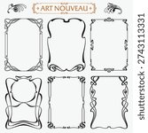 Decorative borders and frames Art Nouveau style vector