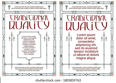 Decorative borders and frames Art Nouveau style. Template for advertisements, greeting cards, wedding and other invitations. 