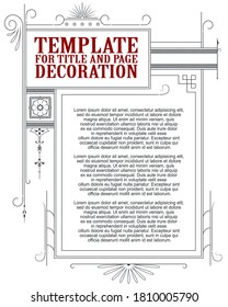 Decorative borders and frames Art Nouveau style. Template for advertisements, greeting cards, wedding and other invitations. 