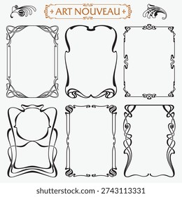 Decorative borders and frames Art Nouveau style vector