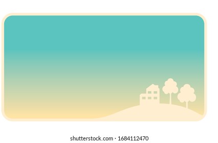 Decorative borders, frames for images of houses, real estate. Background illustration of city image.Hills and houses.