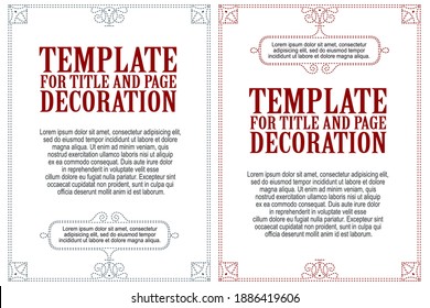 Decorative borders. Frames in vintage style. Template for advertisements, greeting cards, wedding and other invitations. 