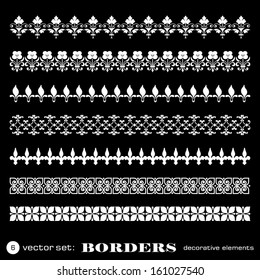 Decorative borders isolated on black background - set 6