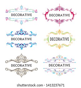 Decorative borders vector illustration set. Decoration ornament frame.