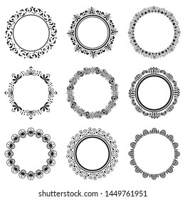 Decorative borders vector illustration set. 